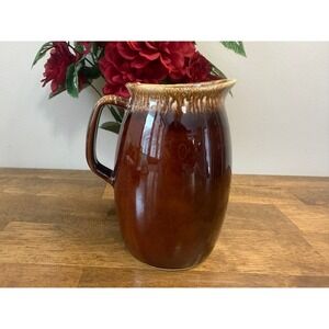 Vintage Hull Pottery Brown Drip Glaze Pitcher Rustic Farmhouse Ceramic Vase